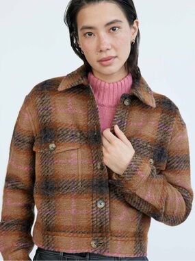 Wilfred Free Aritzia Autumn Shirt Jacket Brown Plaid Small